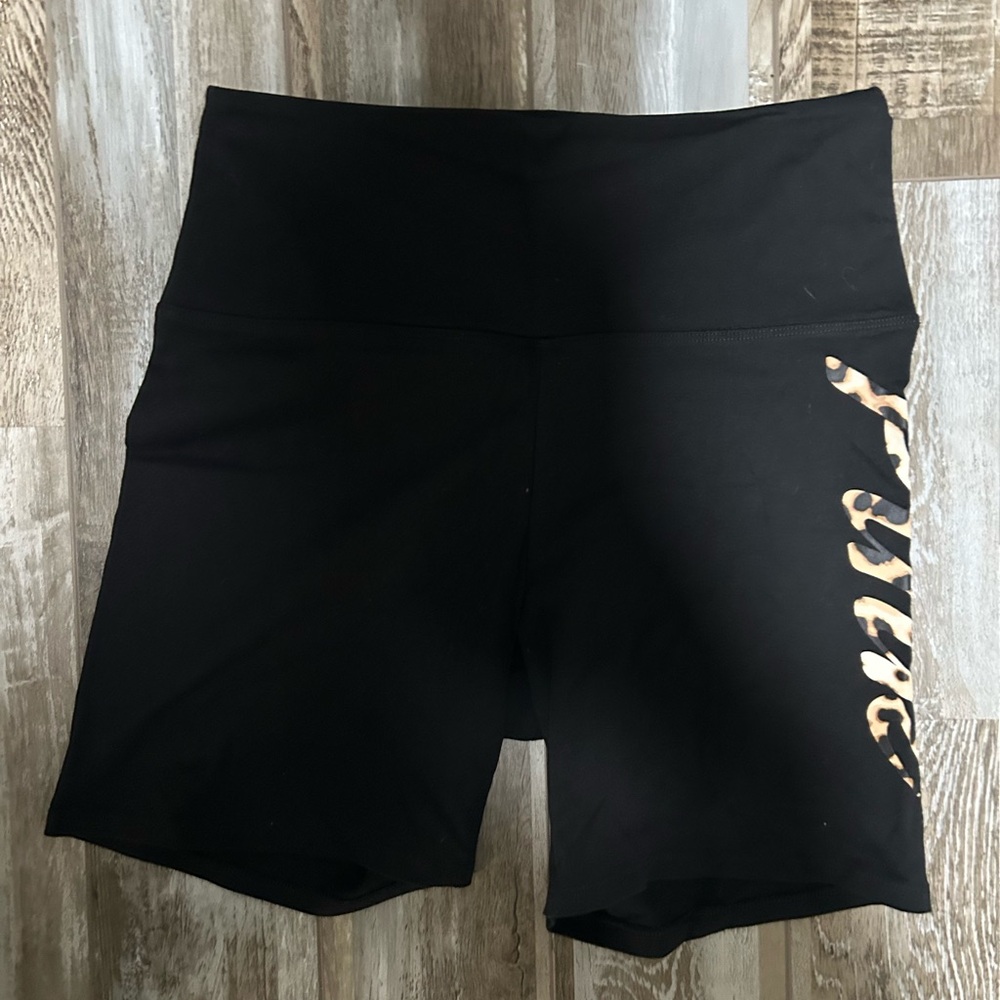 Victoria’s Secret PINK! Black Women's Shorts with Leopard Print Accent NWT sizeL